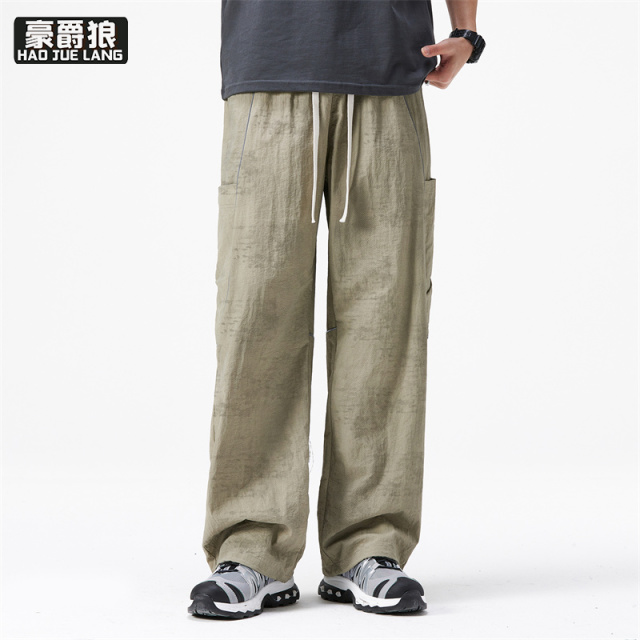 11739323.冰感速干休闲裤青少年学生夏季薄款宽松美式工装阔腿运动长裤