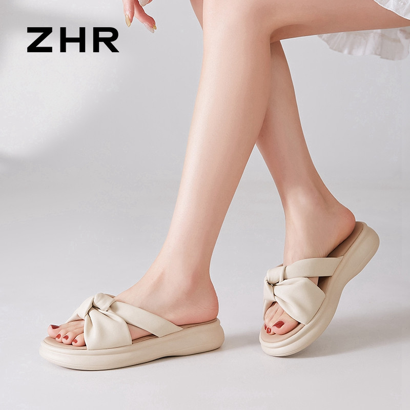12735674.【ZHR则则】拖鞋圆头套脚厚底女鞋[PU]