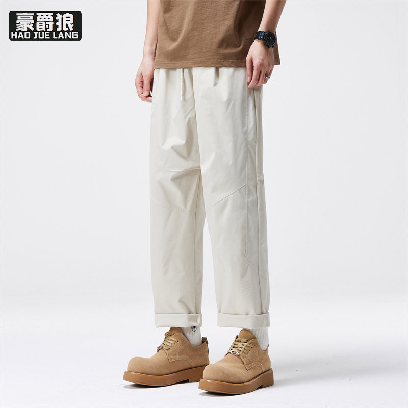 11739349.美式潮牌暗纹格裤子男士春夏新款户外运动宽松小直筒休闲长裤