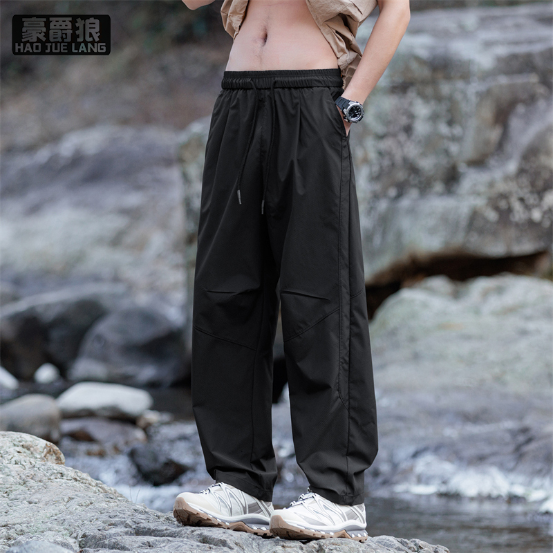 11739329.运动工装裤男士宽松直筒春夏新款山系纯色休闲长裤子