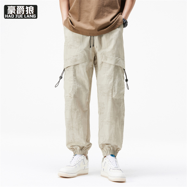 11739322.春夏季工装裤子男士户外休闲运动裤舒适宽松薄款直筒束脚裤男