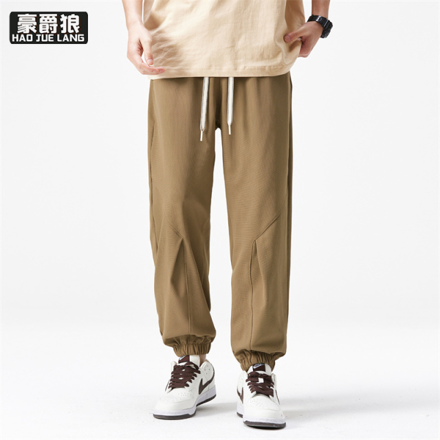 11739359.日系工装裤子男士夏季新款潮流宽松薄款男生束脚运动休闲长裤