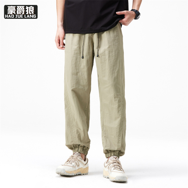11739317.冰丝裤子男夏季潮牌轻薄款宽松运动休闲户外速干束脚长裤