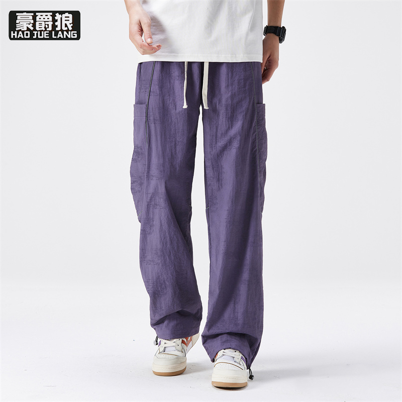 11739323.冰感速干休闲裤青少年学生夏季薄款宽松美式工装阔腿运动长裤