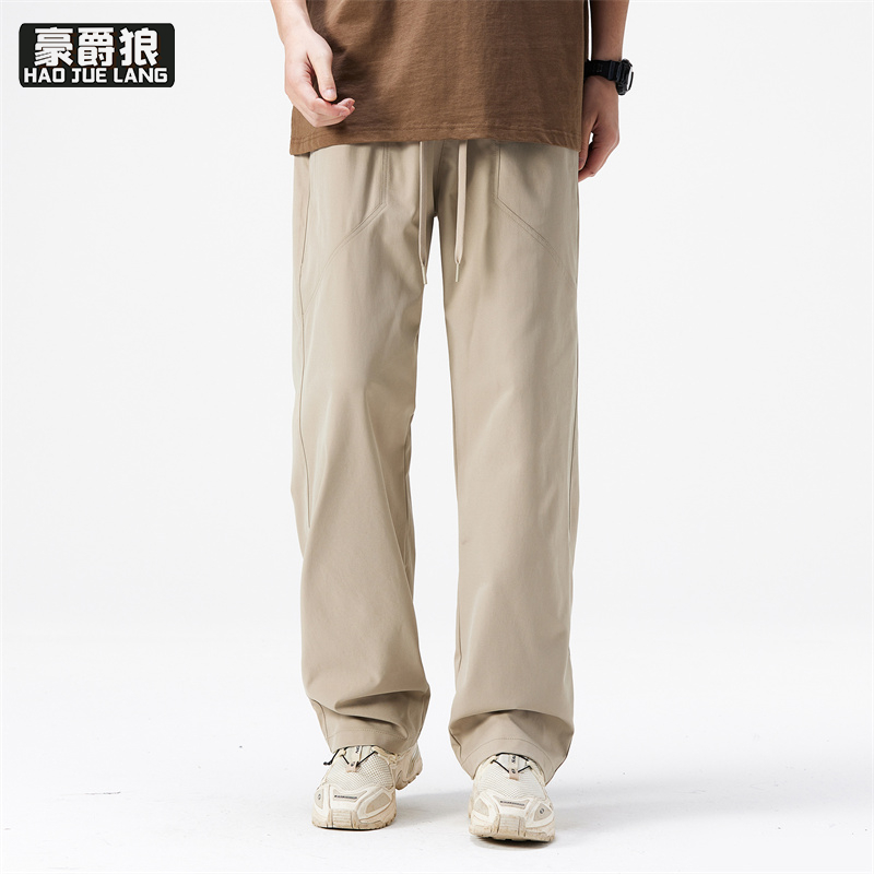 11739315.山系户外休闲裤男生春秋新款宽松直筒运动抽绳阔腿长裤子