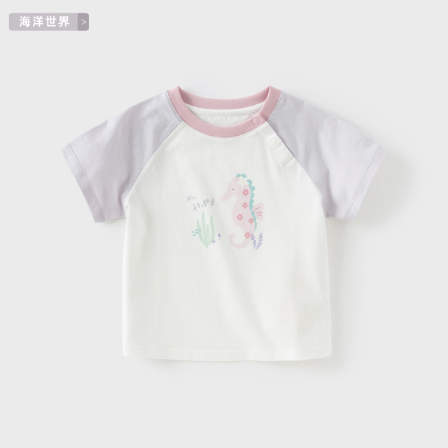 11826568.戴维贝拉女童短袖T恤儿童纯棉上衣夏装女宝宝洋气打底衫