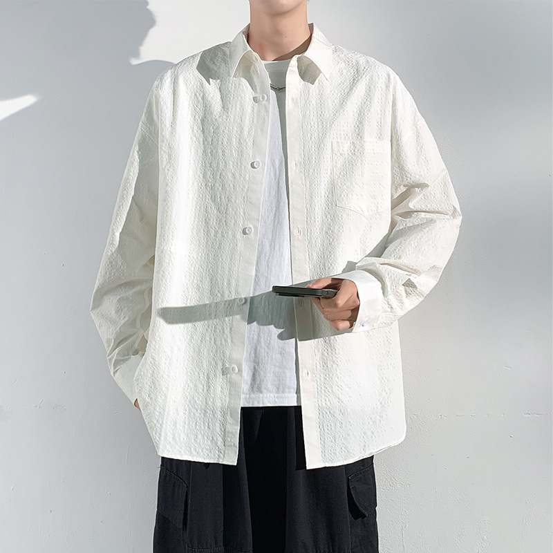 11749915.季婕春秋新款男士简约宽松潮牌外搭百搭长袖衬衫【季婕男装1】