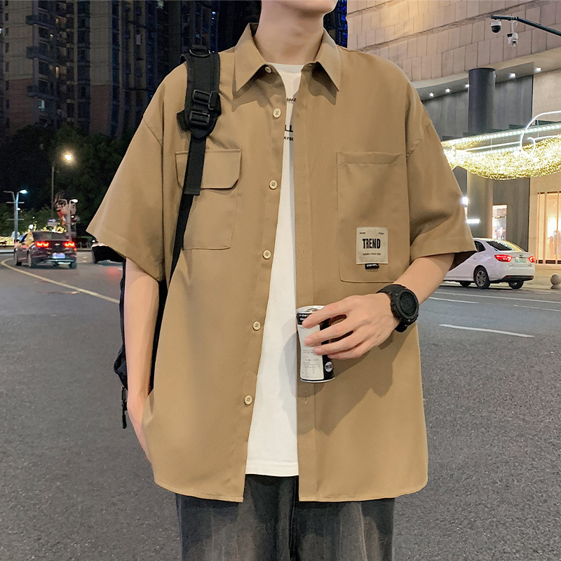 11758253.淘贝鼠夏季上新男式宽松落肩港风工装外搭休闲短袖衬衫【淘贝鼠男装XJ】