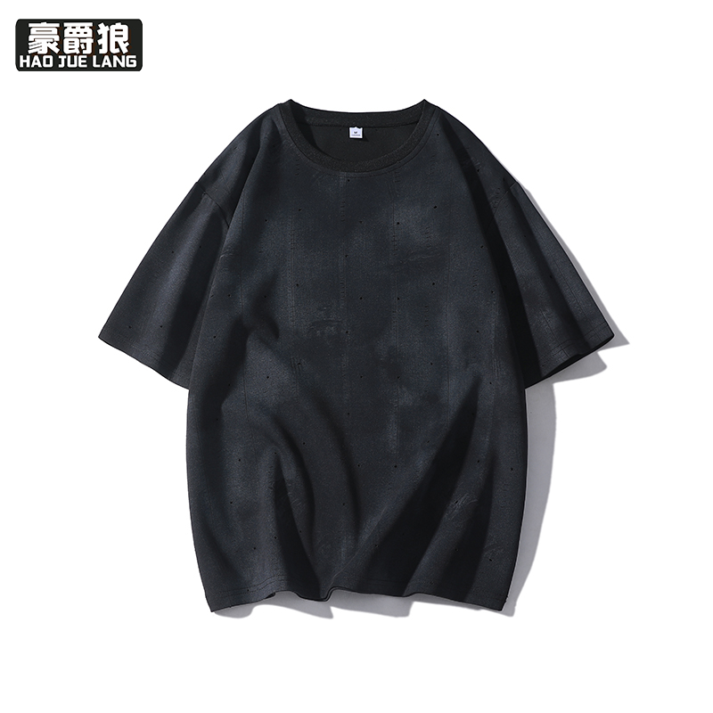 11766908.时尚简约潮款帅气上衣夏季新款百搭休闲男士短袖圆领中袖T恤