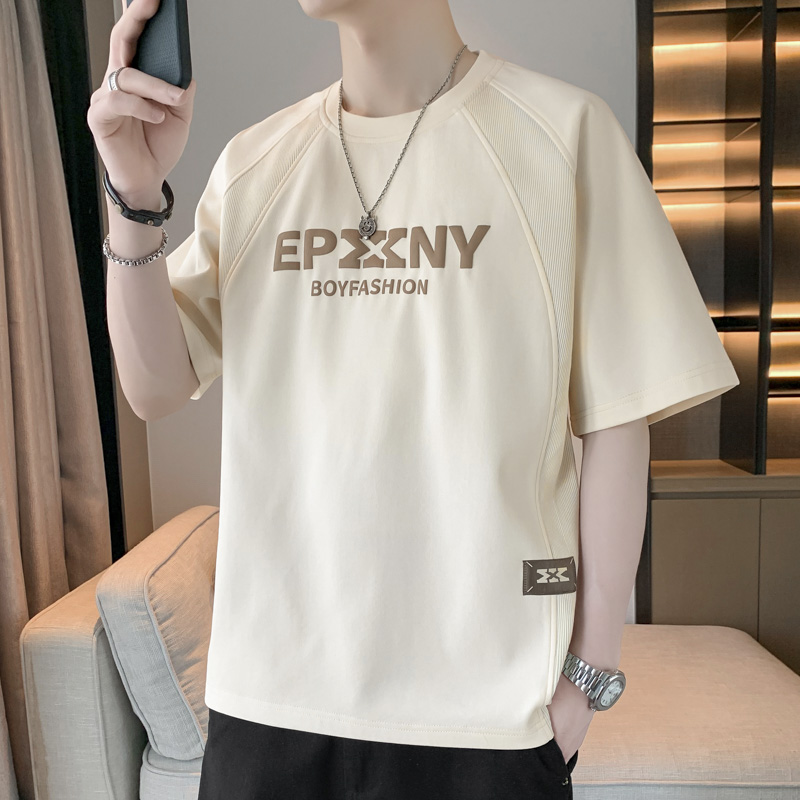11763385.淘贝鼠夏季新款男式大码潮流立体发泡印花百搭短袖T恤【淘贝鼠男装XJ】