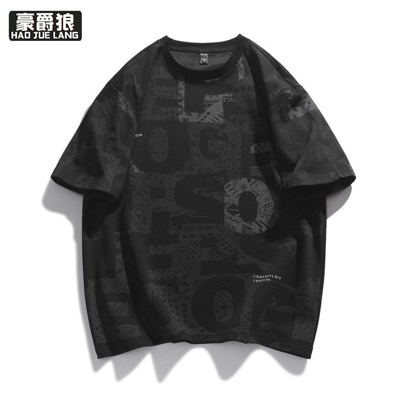 11766972.男士夏季薄款体恤透气短袖男t恤夏季新品潮流印花圆领上衣