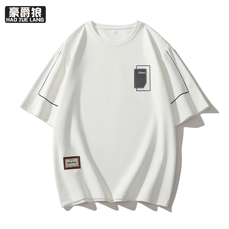 11766947.简约男士短袖t恤夏季潮流半袖潮牌美式凉感宽松男款上衣