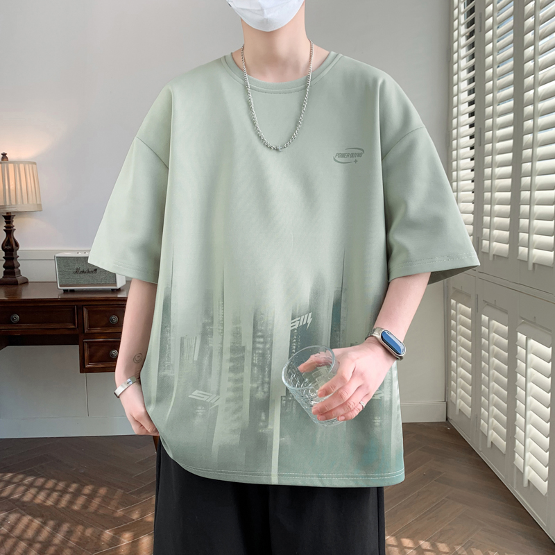 11763353.七玻威夏季上新男式大码宽松潮流设计感印花短袖T恤【七玻威男装XJ】