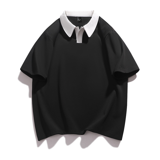 11763378.淘贝鼠夏季新款男式大码潮流短袖拼色翻领POLO衫【淘贝鼠男装XJ】