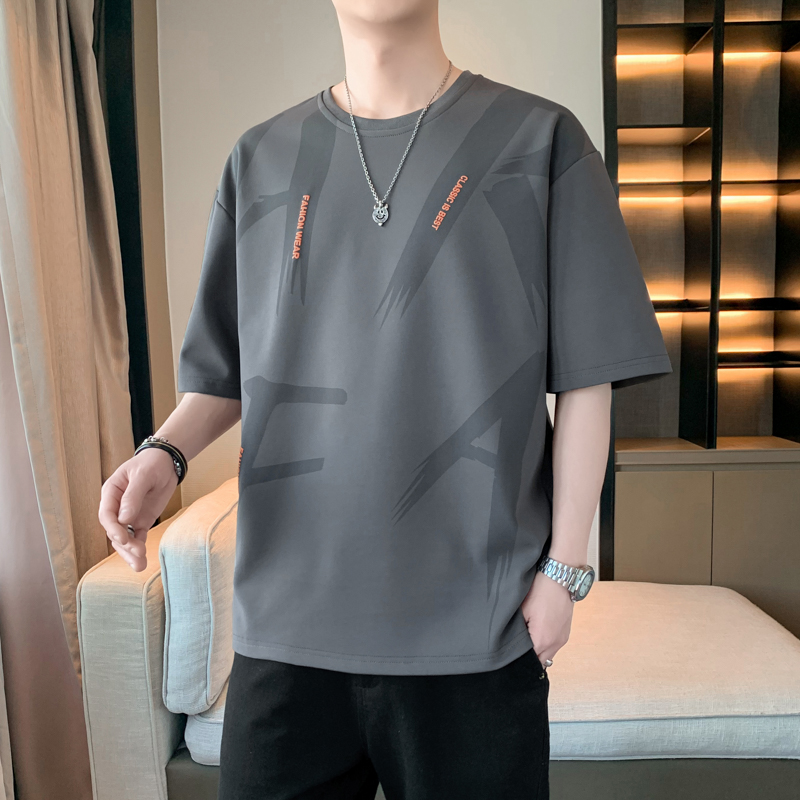 11763395.淘贝鼠夏季新款男式大码潮流宽松大字母印花短袖T恤【淘贝鼠男装XJ】