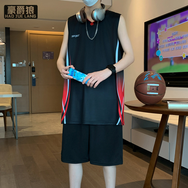 11766892.夏季冰丝短袖t恤男高中初中学生速干篮球衣服青少年大童运动套装