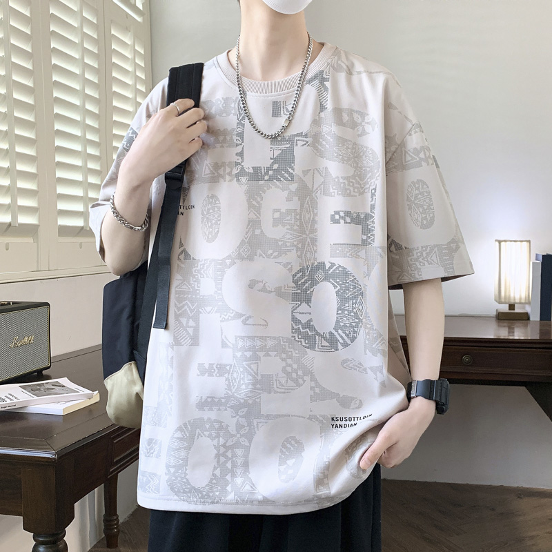 11763368.七玻威夏季上新男式大码潮流满印圆领百搭短袖T恤【七玻威男装XJ】