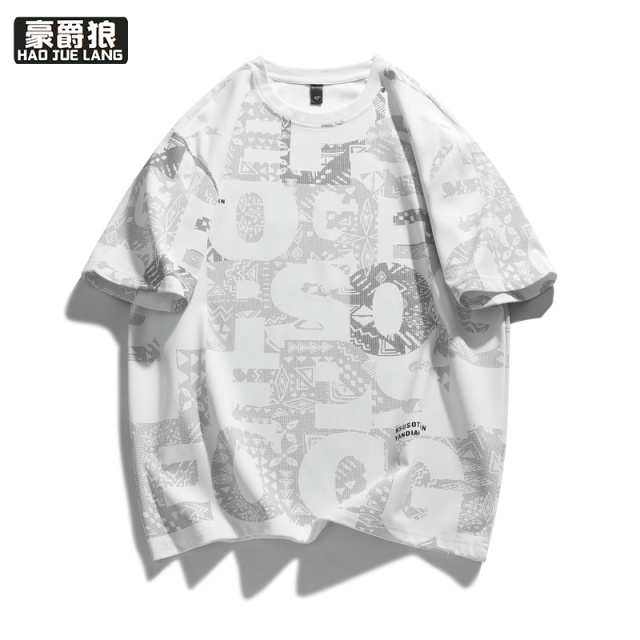 11766972.男士夏季薄款体恤透气短袖男t恤夏季新品潮流印花圆领上衣