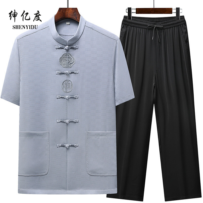 11777074.中老年唐装男休闲套装中国风男