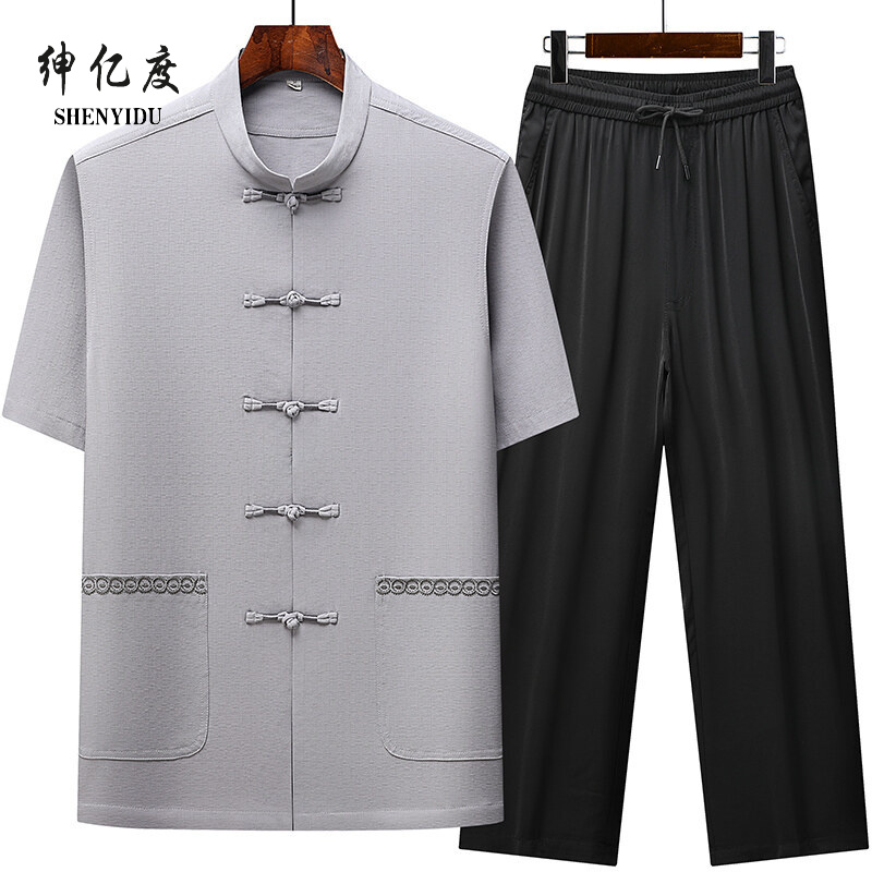 11777090.中老年唐装男休闲绣花套装