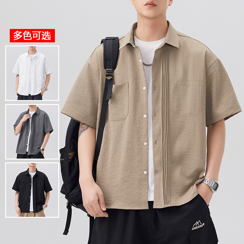 11786063.衣仕梵夏季新款男式潮牌宽松港风时尚外搭短袖衬衫【衣仕梵男装XJ】