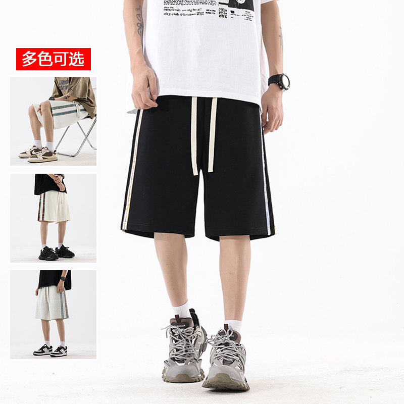 11786049.衣仕梵夏季新款男式拼接格纹潮流百搭针织五分裤【衣仕梵男装XJ】