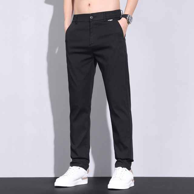 11790573.2025新款男士休闲裤夏季薄款莱赛尔冰丝弹力修身百搭直筒裤长裤子
