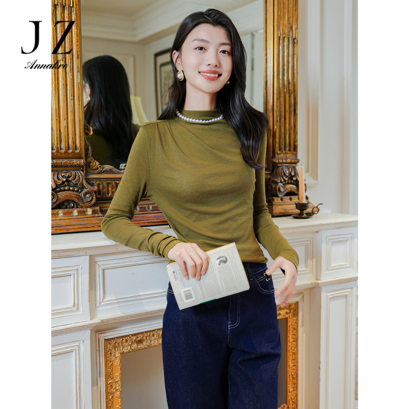 11796888.玖姿安娜蔻热软糖设计感羊毛多色长袖针织上衣女2024秋季新款