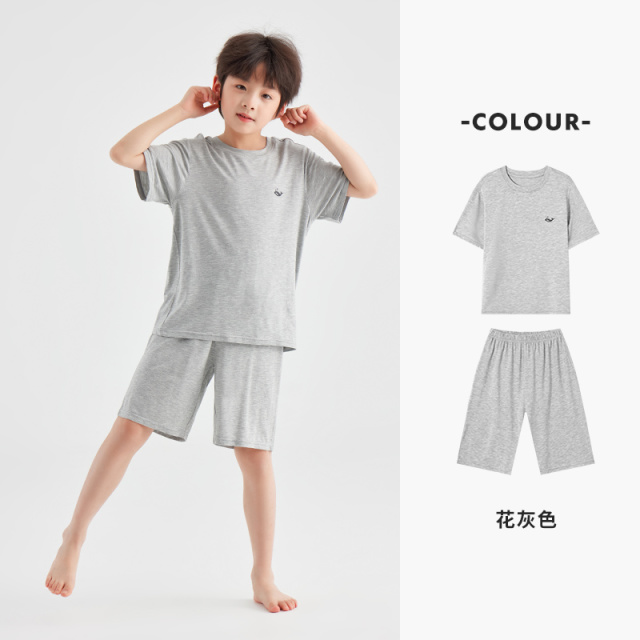 13308863.男童睡衣套装儿童夏季简约舒适短袖2025新款兰精天丝小鲸鱼居家服