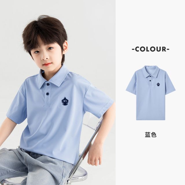 13308859.男童休闲学院风polo衫2025夏季冰感防晒透气T恤儿童舒爽弹力短袖