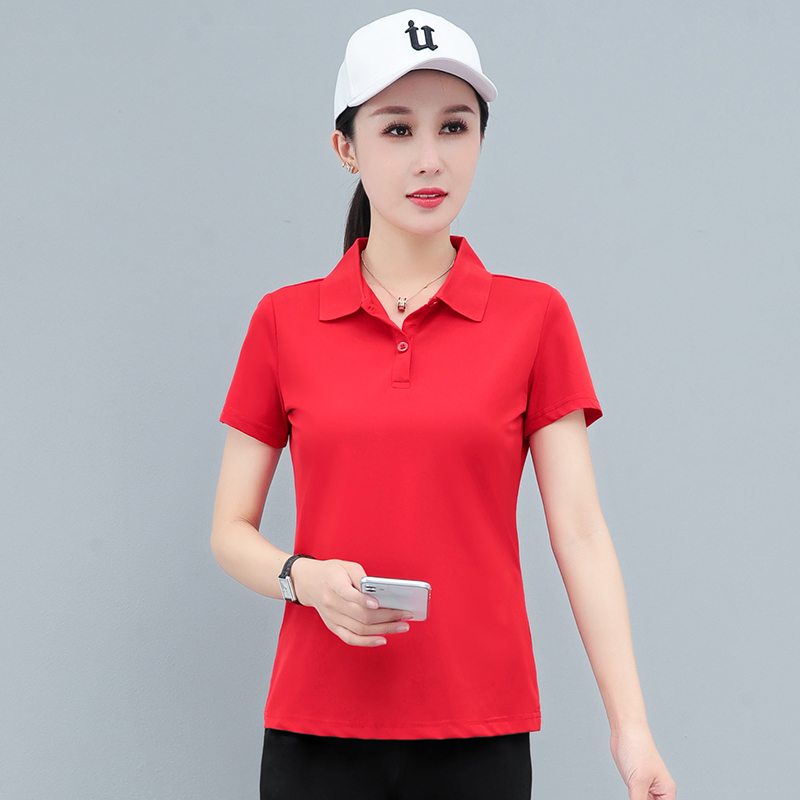 11802118.7-CY夏季新款女式冰丝纯色基础款时髦百搭短袖POLO衫【7-CY女装XJ】