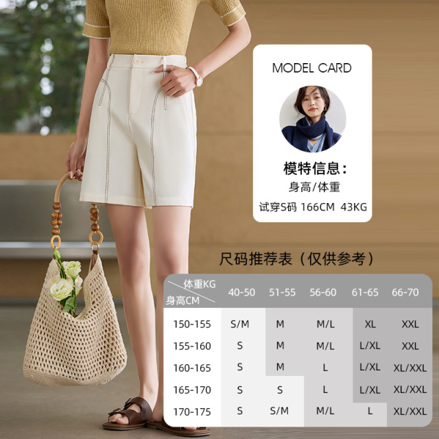 11814069.欧昵雪【时尚个性潮流百搭裤子】气质通勤感高腰直筒显瘦休闲短裤女
