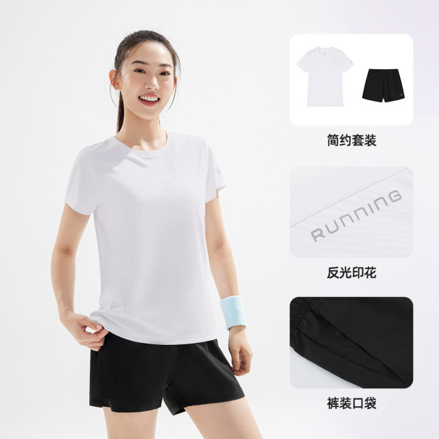 11979494.【短裤+短袖】361°透气女装运动套装清爽女跑步套装662524002V