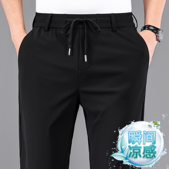 11832376.夏季薄款锦氨速干牛奶丝高弹松紧裤休闲裤男运动休闲裤
