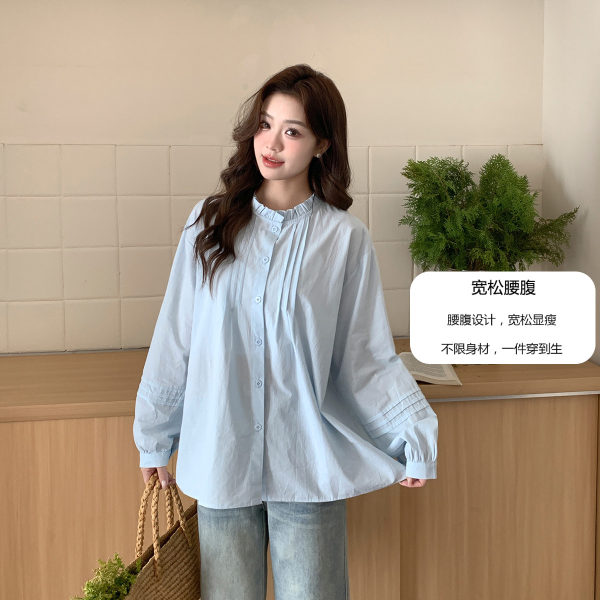 11831393.兔妈100%棉孕妇装春季新款外穿孕妇上衣休闲衬衫产后哺乳衣时尚装