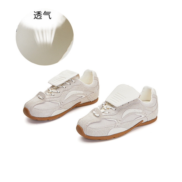 11863374.墨斯本真皮德训鞋女新款复古厚底阿甘鞋女拼色翻盖休闲小白鞋女11767
