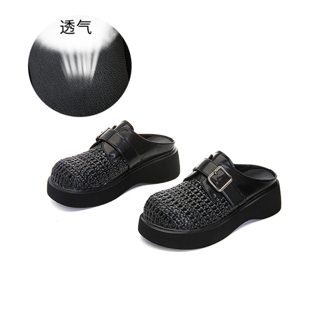11863254.墨斯本羊皮编织包头拖鞋女夏季新款高级感气质凉拖女休闲百搭半拖女11797