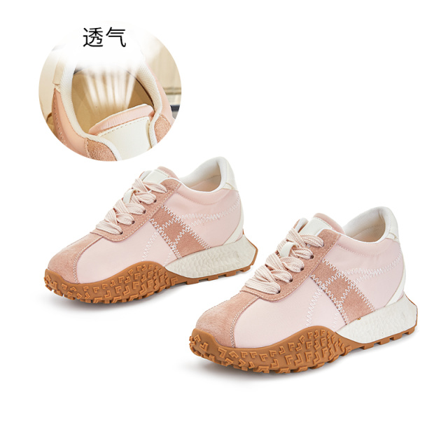 11863277.墨斯本真皮内增高3cm阿甘鞋女春新厚底增高复古拼色运动鞋百搭鞋子11807