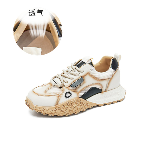11863376.墨斯本真皮老爹鞋女新款厚底增高透气运动鞋复古百搭休闲阿甘鞋11779