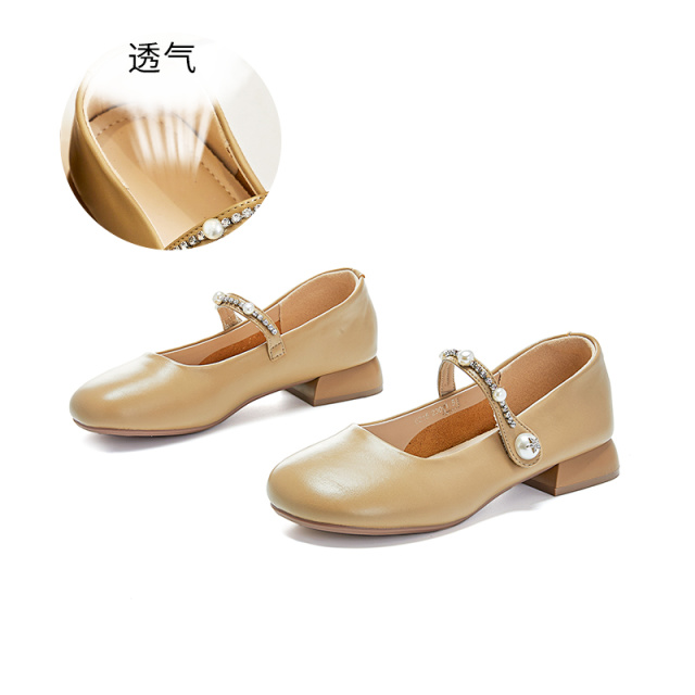 11863260.墨斯本真皮玛丽珍鞋女夏季新款一脚蹬蝴蝶结单鞋女休闲百搭通勤女鞋11817
