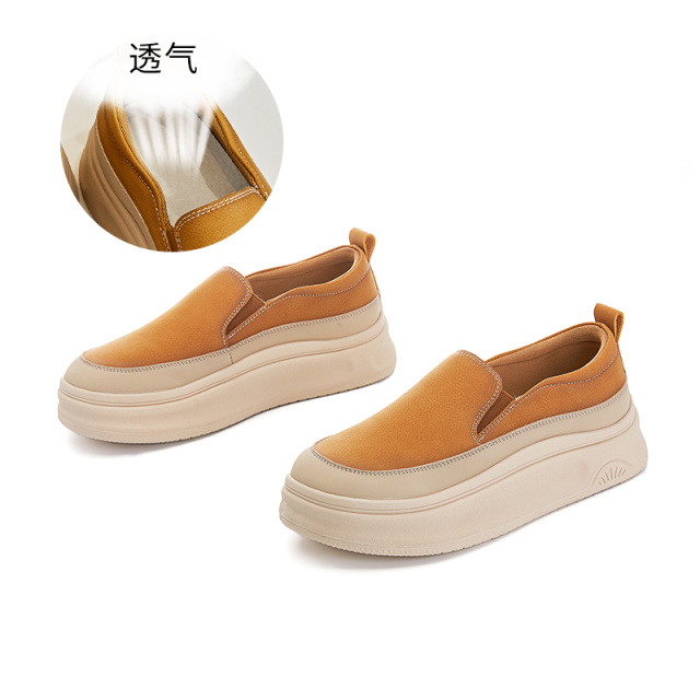 11863281.墨斯本新款复古乐福鞋女厚底女式休闲单鞋一脚蹬女鞋百搭小白鞋11800