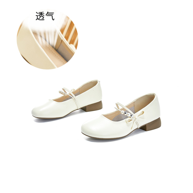 11863261.墨斯本真皮玛丽珍鞋女夏季新款一脚蹬蝴蝶结单鞋女休闲百搭通勤女鞋11818