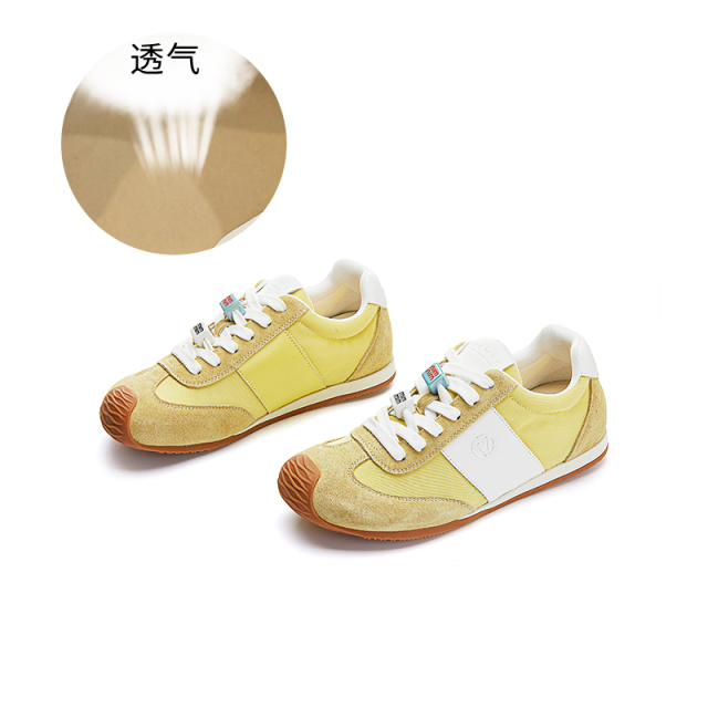 11863273.墨斯本真皮阿甘鞋女新款歪头运动复古德训鞋女休闲百搭小白鞋女11783