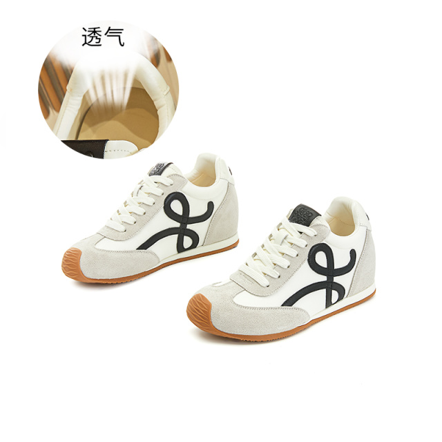 11863437.墨斯本内增高4cm真皮德训鞋新款芭蕾鞋休闲百搭德训鞋舒适女鞋11828