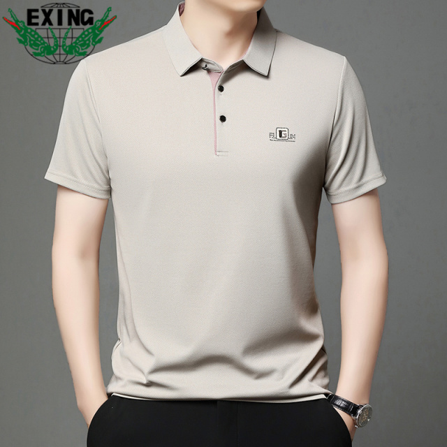 12645734.EXING男式时尚烫钻POLO衫