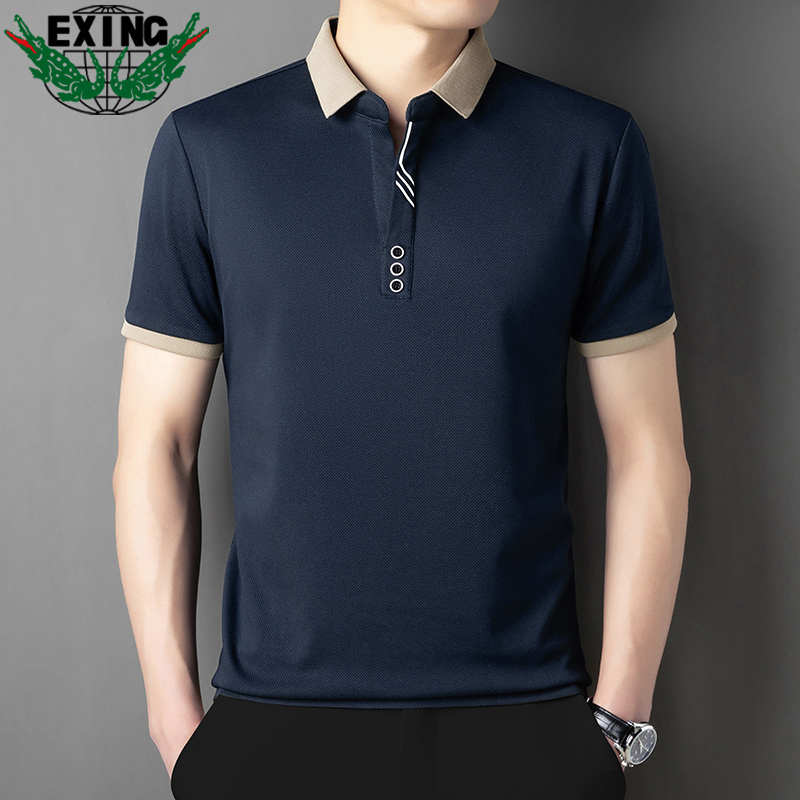 12645746.EXING男式时尚剪刀领POLO衫