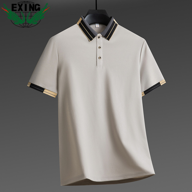 12645781.EXING男士时尚高弹翻领POLO衫