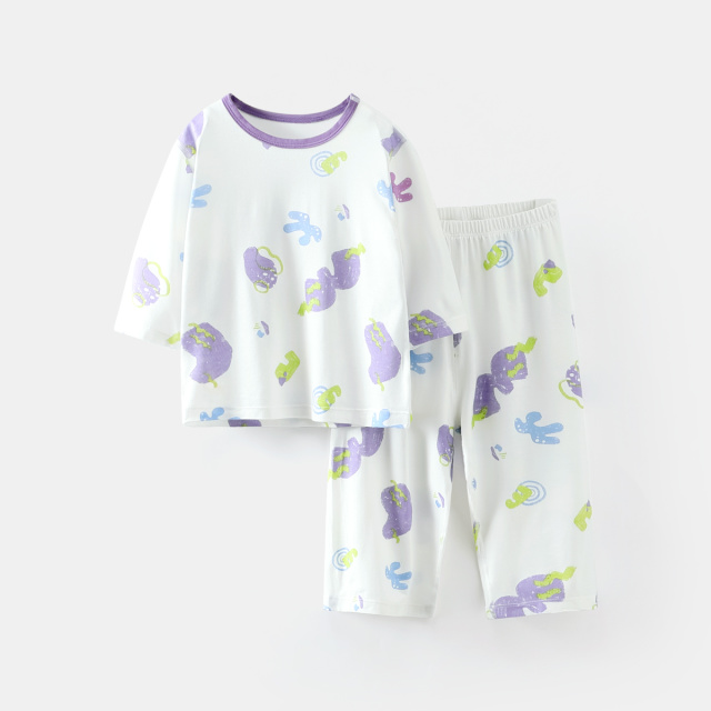11874948.优可丝莫代尔齐齐熊儿童睡衣套装夏季薄款男女童家居服宝宝空调服