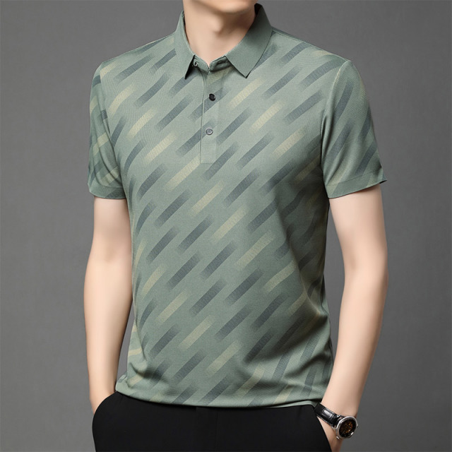 12642796.男装POLO领撞色休闲商务T恤QDNG1176
