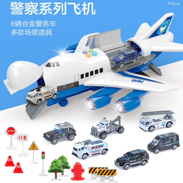 11875057.智恩堡 超大号飞机玩具小汽车变形飞机套装儿童益智宝宝多功能工程吊车男孩礼物SJ676